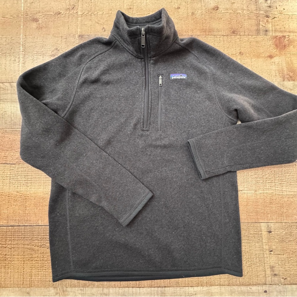 PATAGONIA 1/4 Zip Fleece Pullover Zip Chest Pocket Womens SMALL Charcoal Gray - Picture 1 of 10